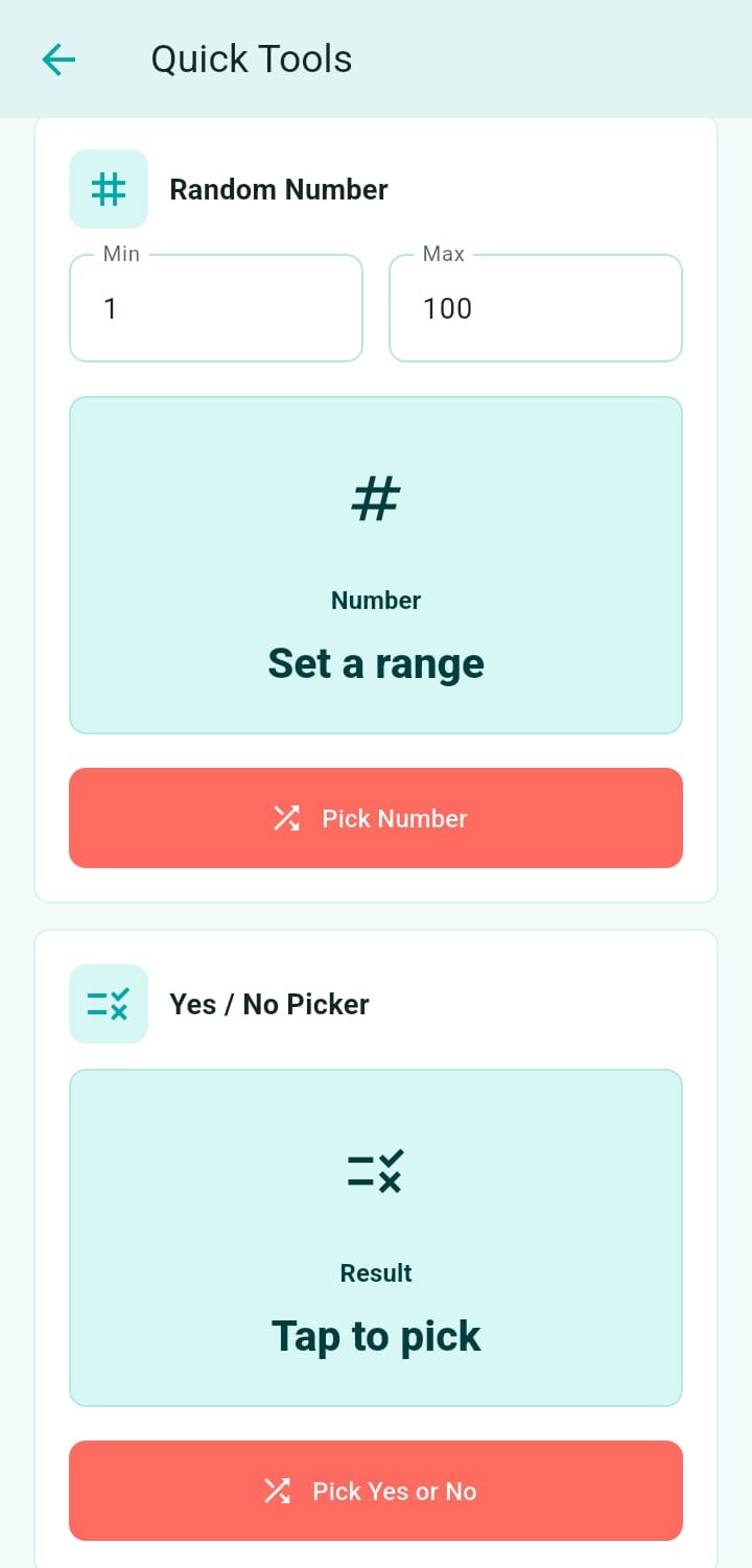 OptionDrop random number and yes or no tools