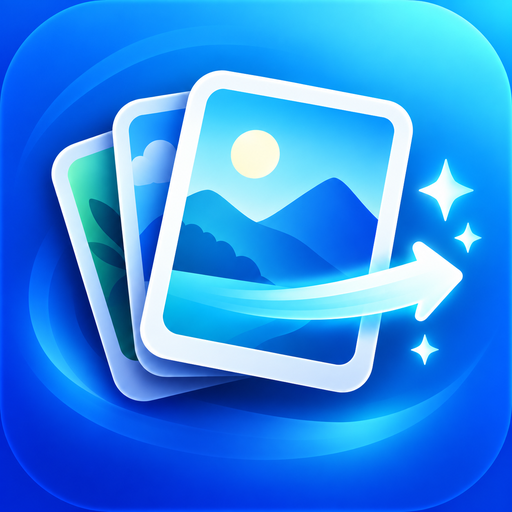 PhotoSwipe Cleaner app icon with stacked photo cards and a swipe arrow